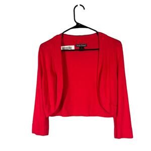 Jessica Howard Red Long Sleeve Opened Front Knit Shrub Sweater Women Sz 8